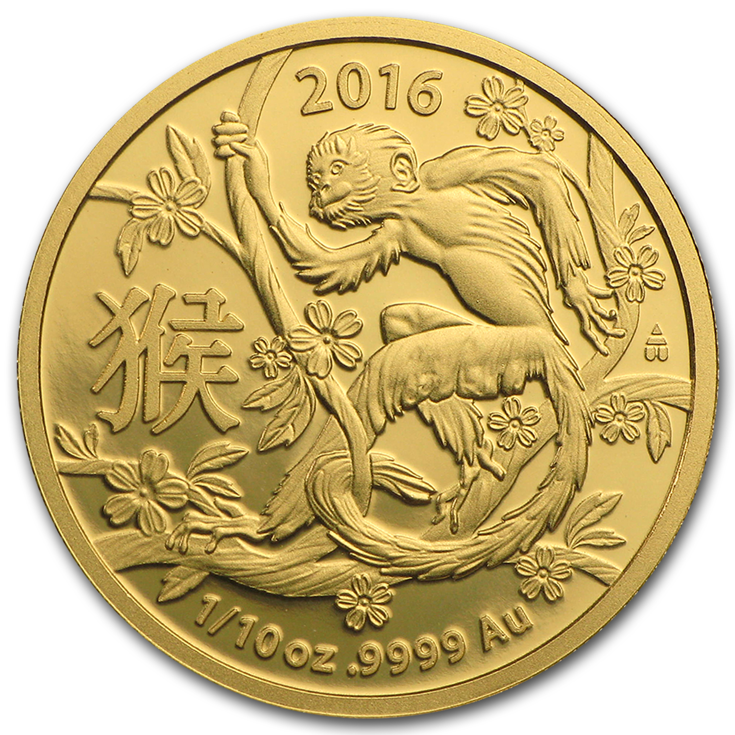 2016-P $15 1/10oz Gold Australian Year of the Monkey .9999 fine BU